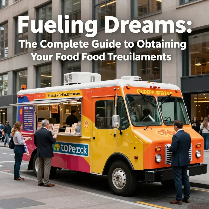 A food truck operates successfully on a bustling city street, symbolizing the requirements for obtaining a business license.