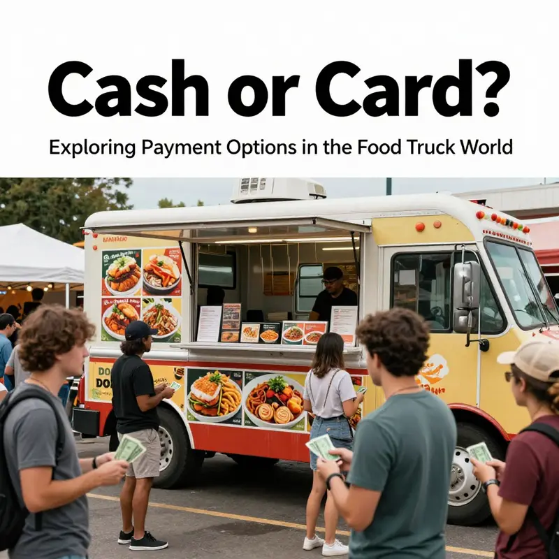 Traditional cash transactions at a lively food truck festival.