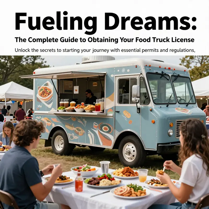 Food truck serving diverse dishes at a lively community event, bustling with happy customers.