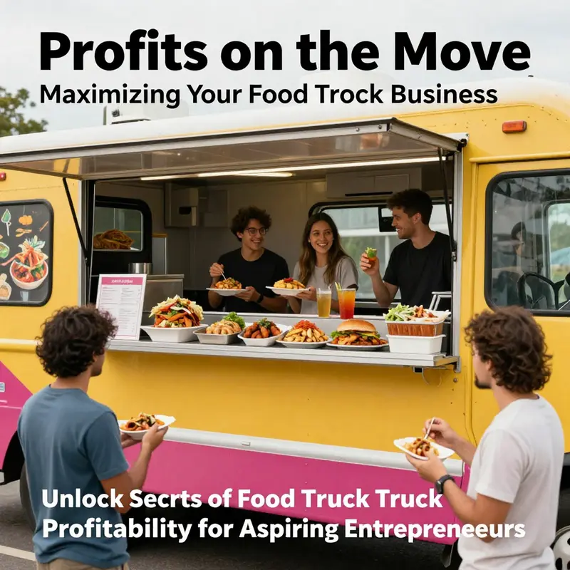 A lively food truck environment with patrons enjoying various food offerings.