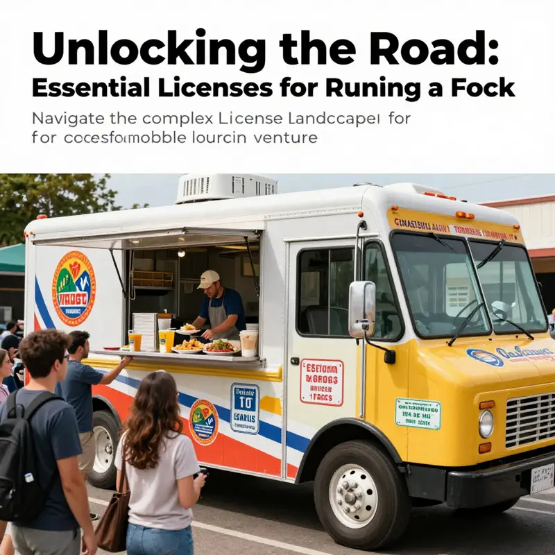 A lively food truck serving customers, adorned with vibrant graphics and visible licenses.
