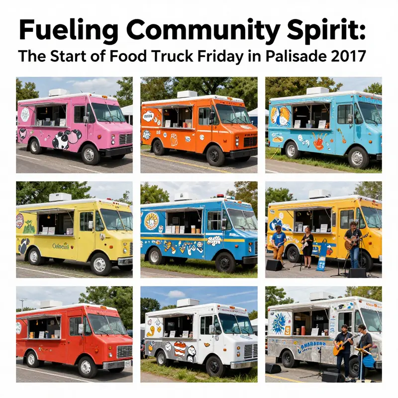 A collage of vibrant moments from Food Truck Friday in Palisade, including food trucks, community members, and lively events.