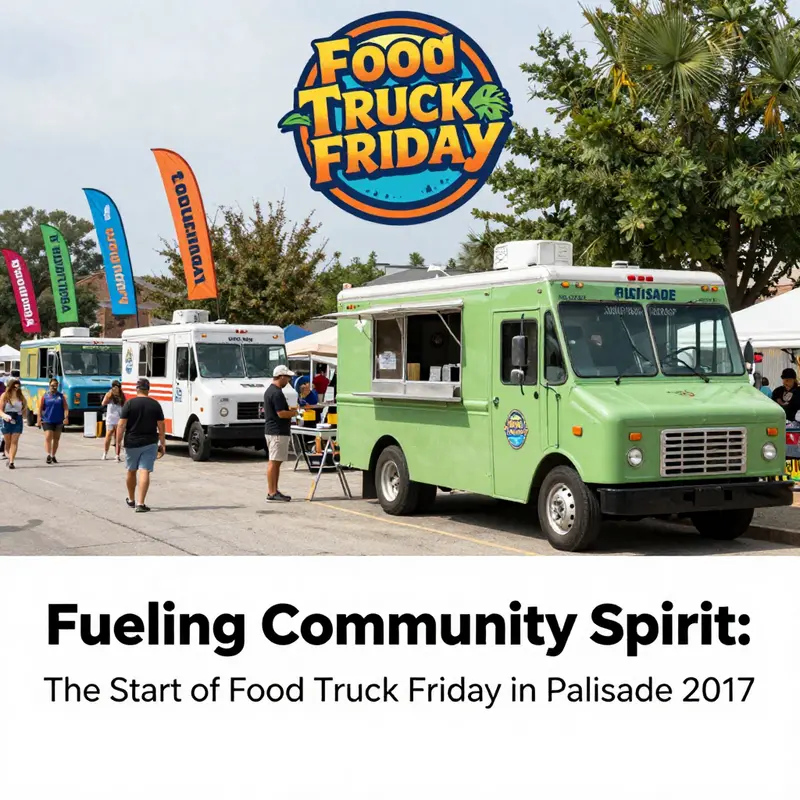 The bustling atmosphere of Food Truck Friday marking its 2017 kickoff, bringing together food lovers and car enthusiasts.