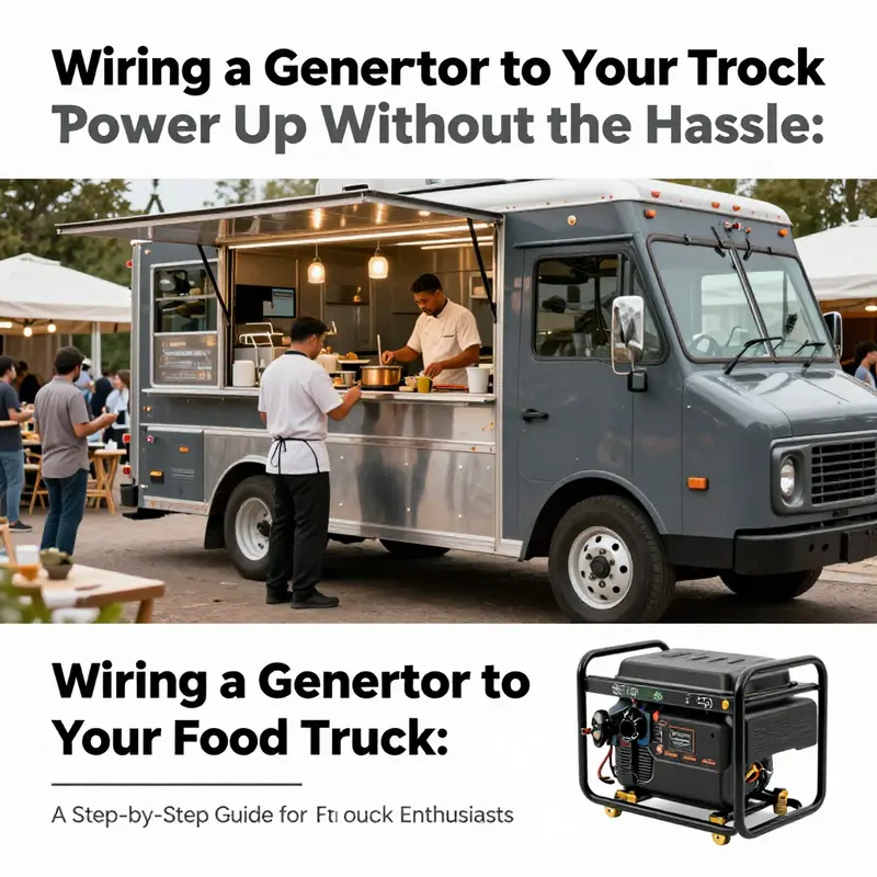 A busy food truck scene powered by a generator, highlighting chefs at work and the effective use of mobile electrical systems.