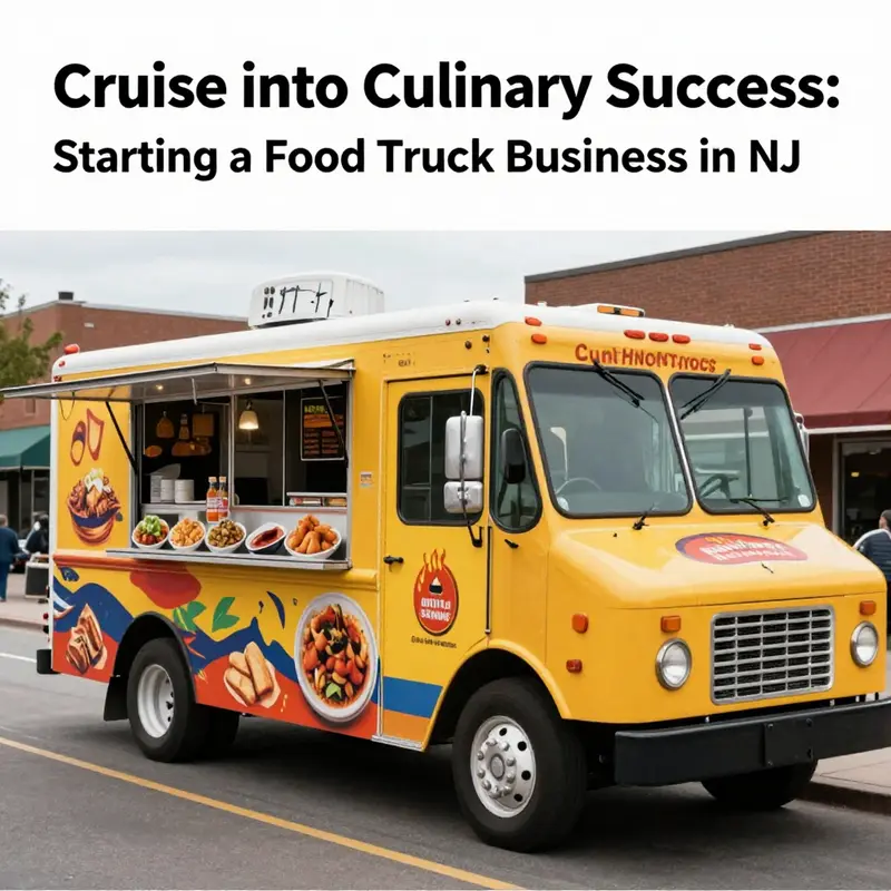 A lively food truck in a bustling street, capturing the essence of entrepreneurship and cuisine.