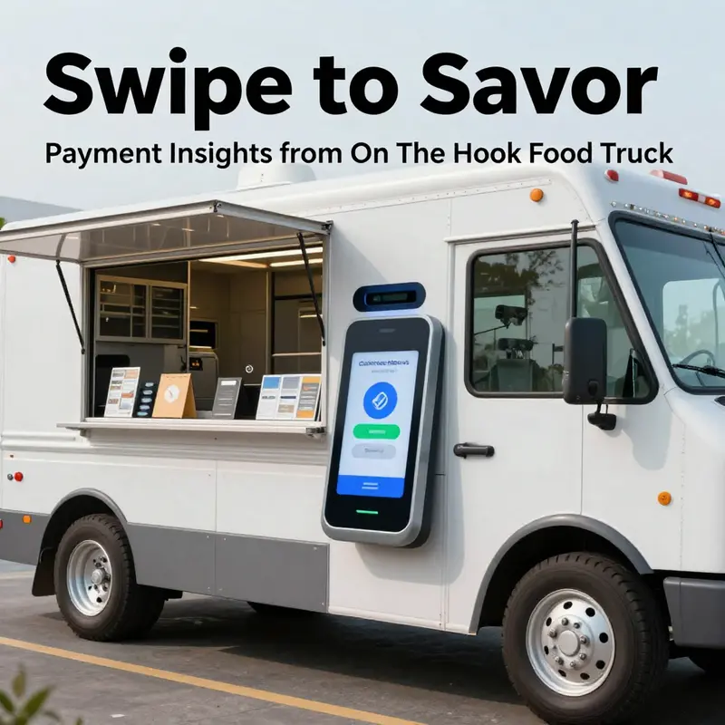 On The Hook Food Truck showcases its card payment system to enhance customer convenience.