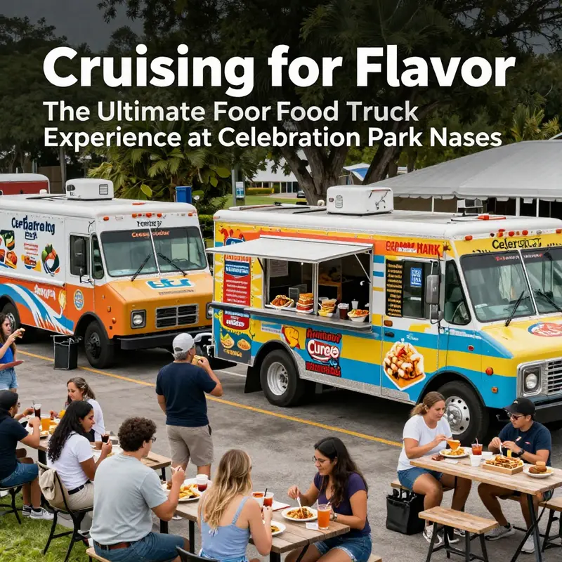 A vibrant assortment of food trucks offering gourmet dishes at Celebration Park Naples.