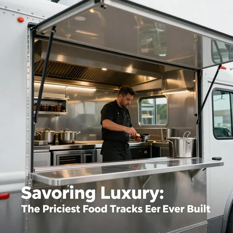 A luxury mobile banquet vehicle designed for upscale events, showcasing elegant interiors and advanced culinary facilities.