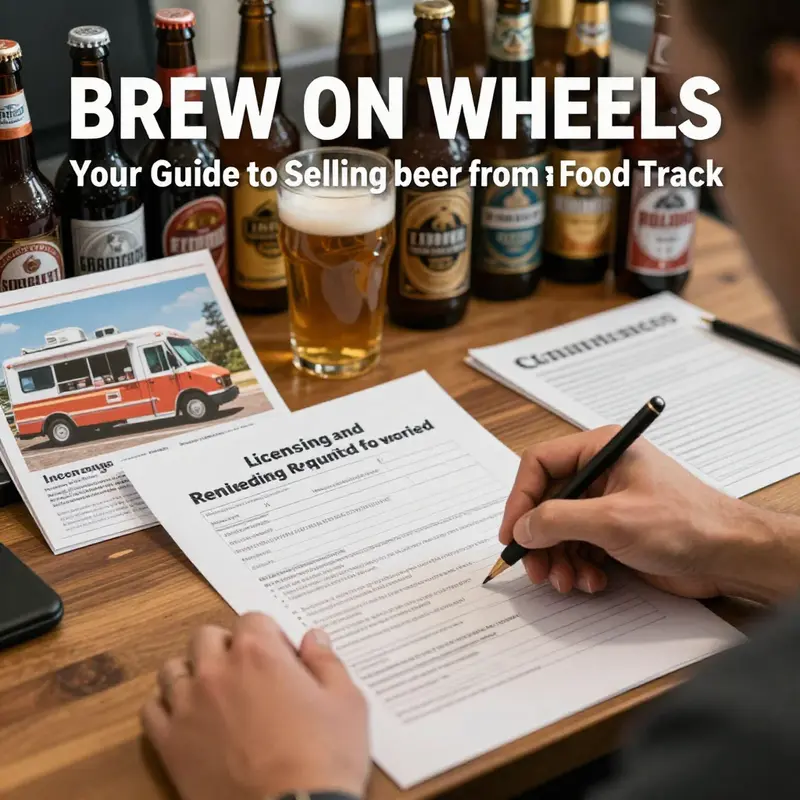 Food truck vendors serve craft beer while adhering to local regulations.