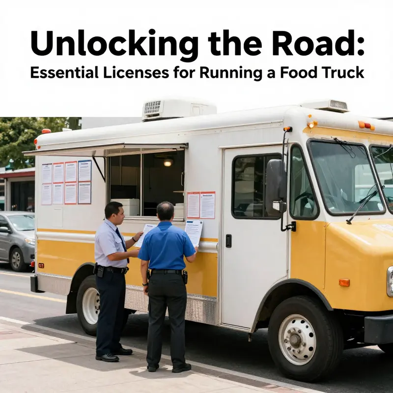 A food truck displaying its food service license, highlighting the importance of compliance for mobile kitchens.