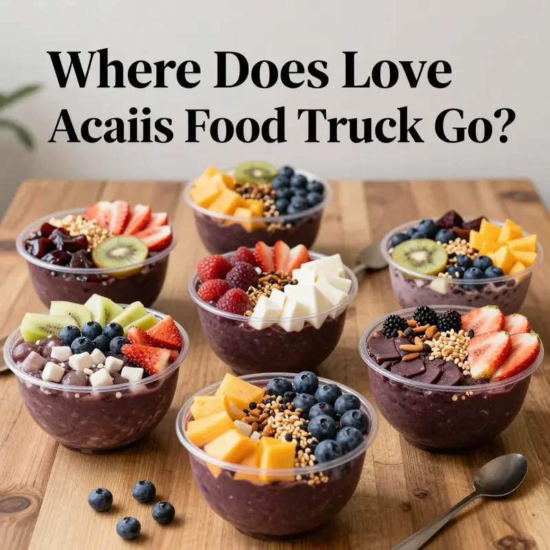 The Love Acai Bowls food truck at its fixed location in Phoenix, ready to serve delicious acai bowls.