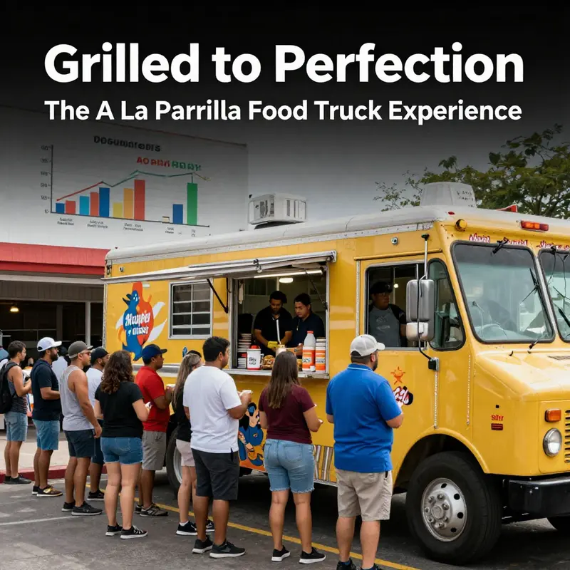 A vibrant display of grilled dishes highlighting the culinary offerings of a la parrilla food trucks.