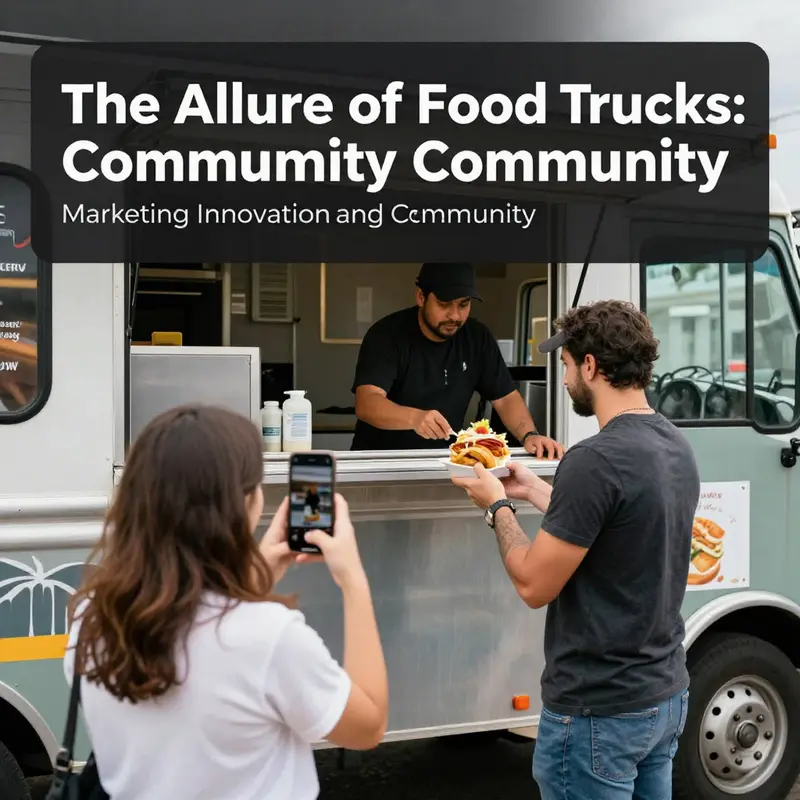 Food trucks parked at a lively street market, showcasing their adaptability and diverse offerings.