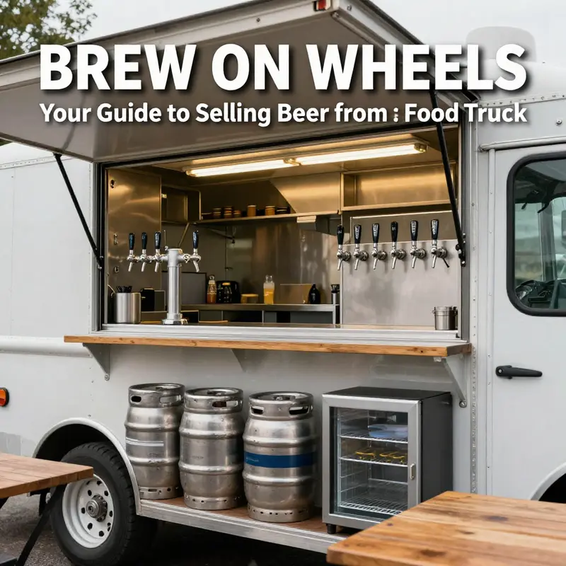 Food truck vendors serve craft beer while adhering to local regulations.