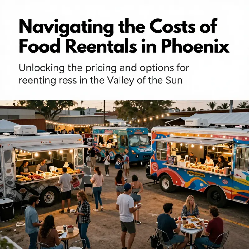 A vibrant outdoor gathering in Phoenix showcasing various food trucks with customers enjoying food.
