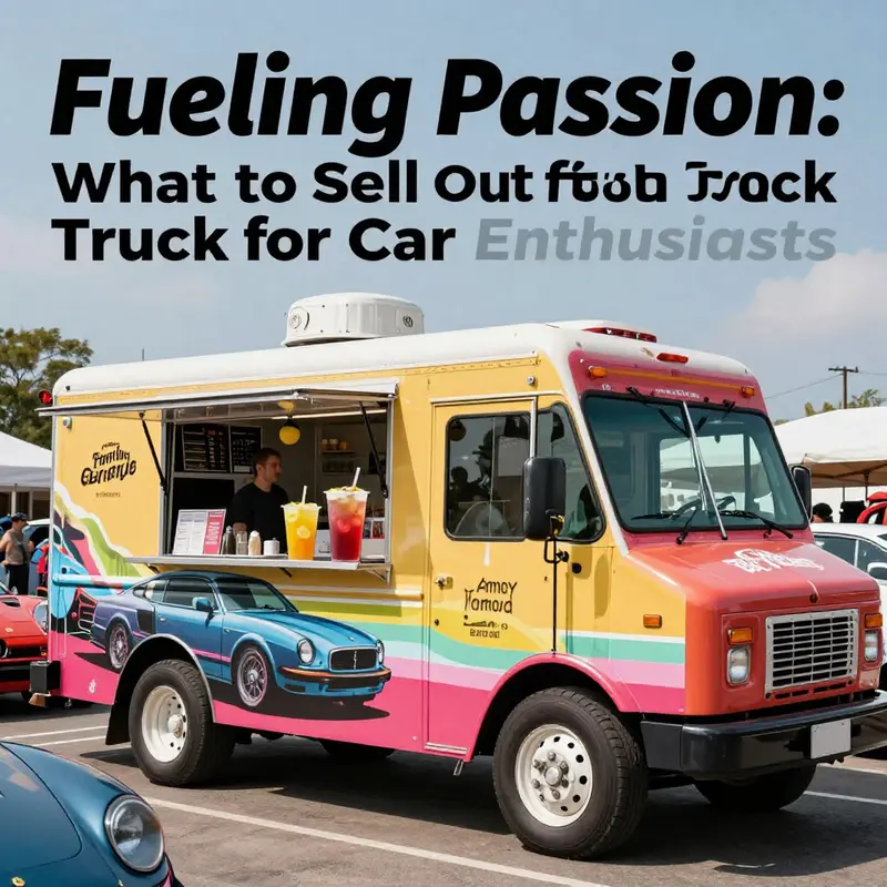 Handcrafted beverages served at a vibrant food truck, attracting car enthusiasts.