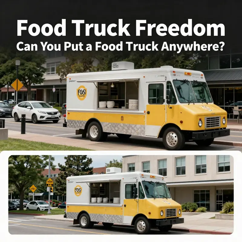 A food truck operating amidst the city’s hustle, emphasizing the importance of permits and licenses.