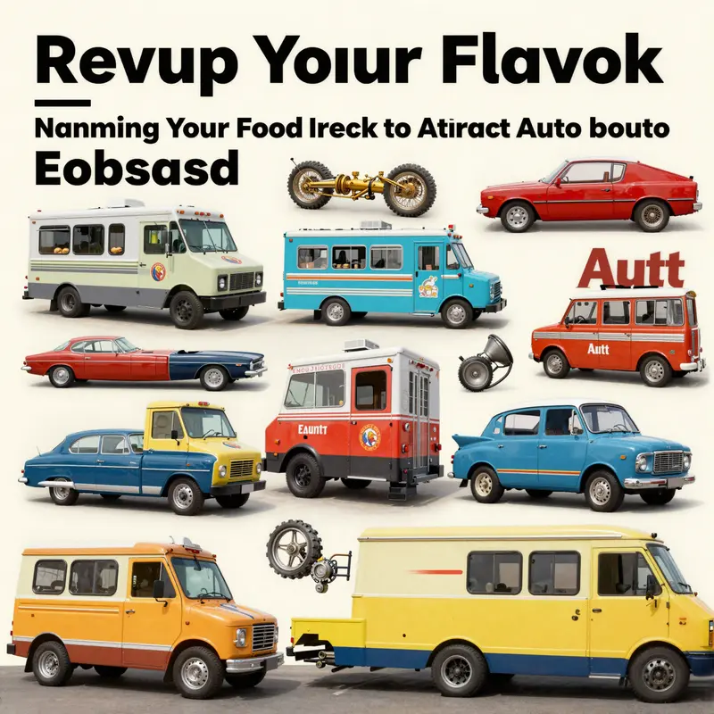 A collection of theme-based names showcasing creative culinary branding for food trucks targeting car enthusiasts.