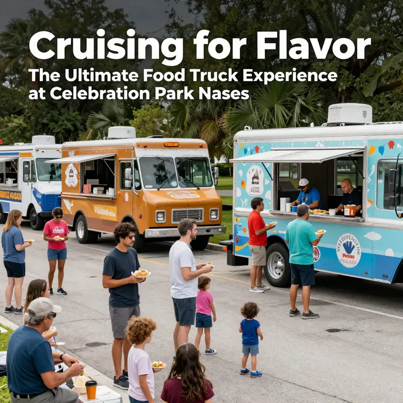 A vibrant assortment of food trucks offering gourmet dishes at Celebration Park Naples.