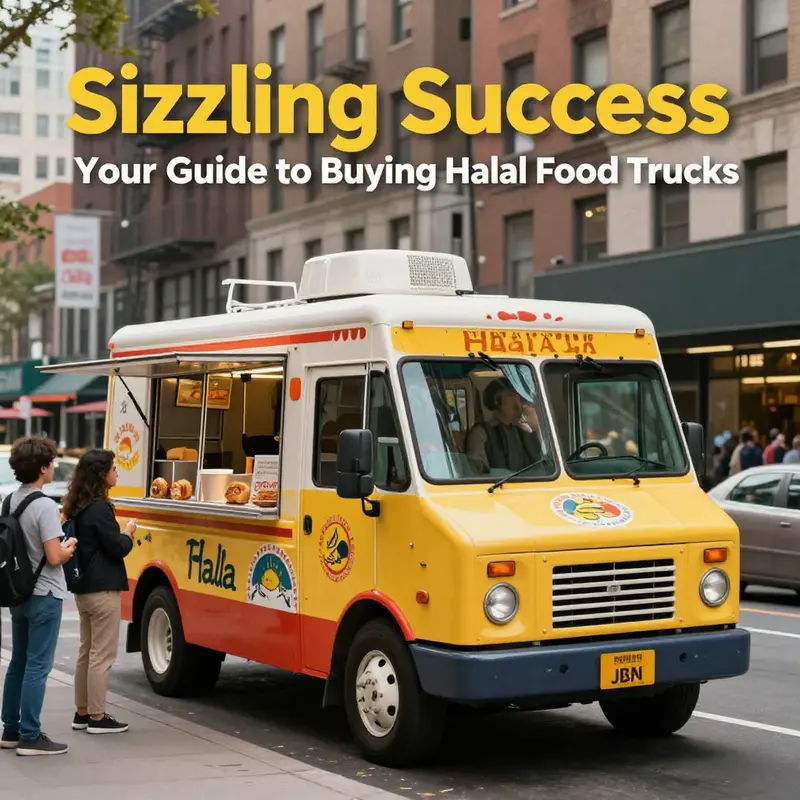 A diverse selection of halal food trucks ready to serve in urban environments.