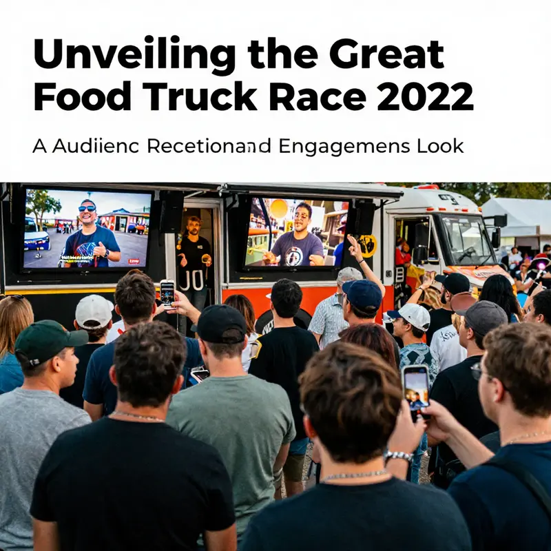 A snapshot of the lively atmosphere of the Great Food Truck Race, highlighting the competition’s energy and culinary creativity.