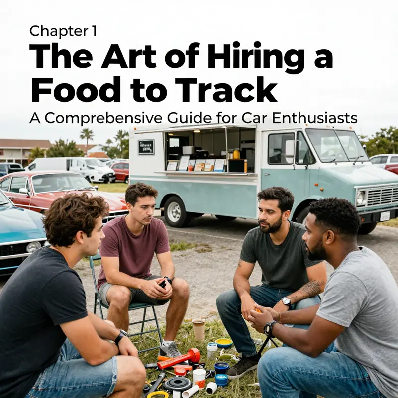 Enthusiasts collaborating on a unique food truck concept suitable for automotive events.