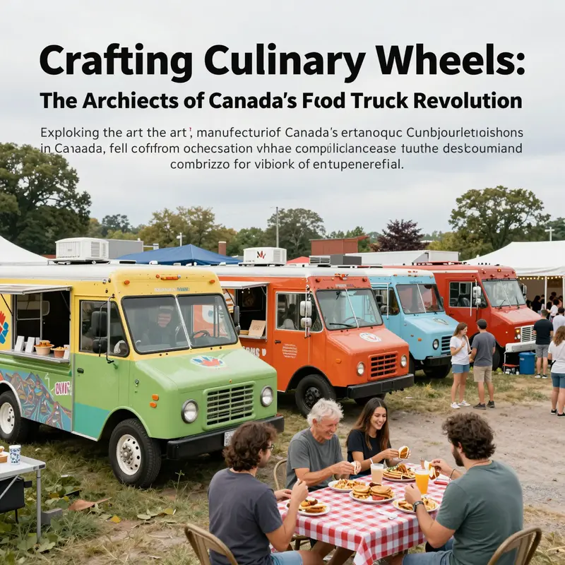 A vibrant food festival featuring a lineup of colorful food trucks offering diverse culinary delights.