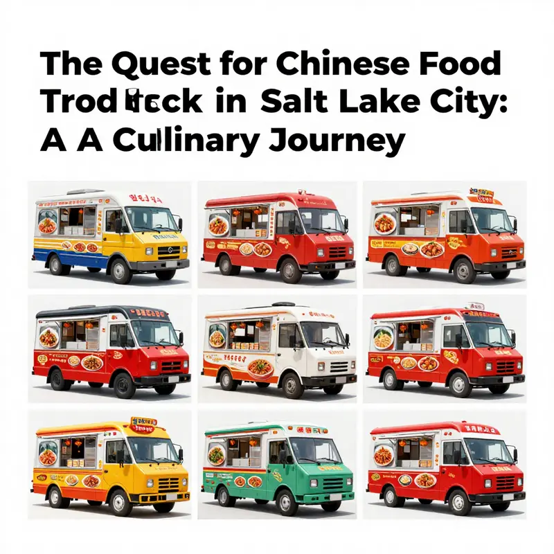 A vibrant scene of food trucks in SLC, highlighting the absence of Chinese food offerings.