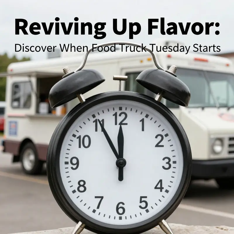 Food Truck Tuesday kicking off at 11 AM with eager students lining up for various culinary delights.