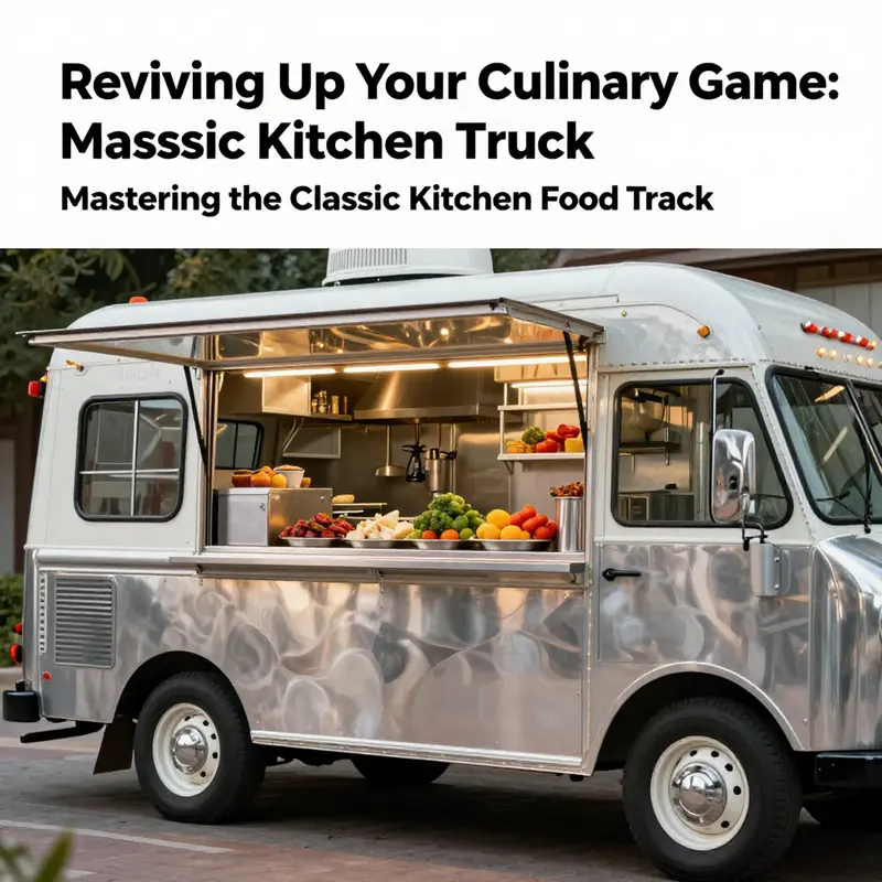 A stylish vintage food truck exterior with a modern kitchen layout, ready for culinary adventures.