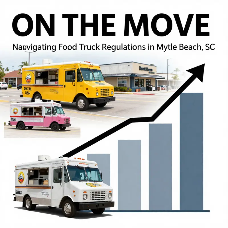 Food trucks operating at Myrtle Beach, highlighting the regulatory framework around their presence.