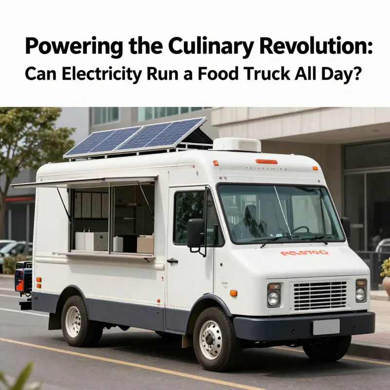 An electric food truck utilizing multiple power sources to operate throughout the day.