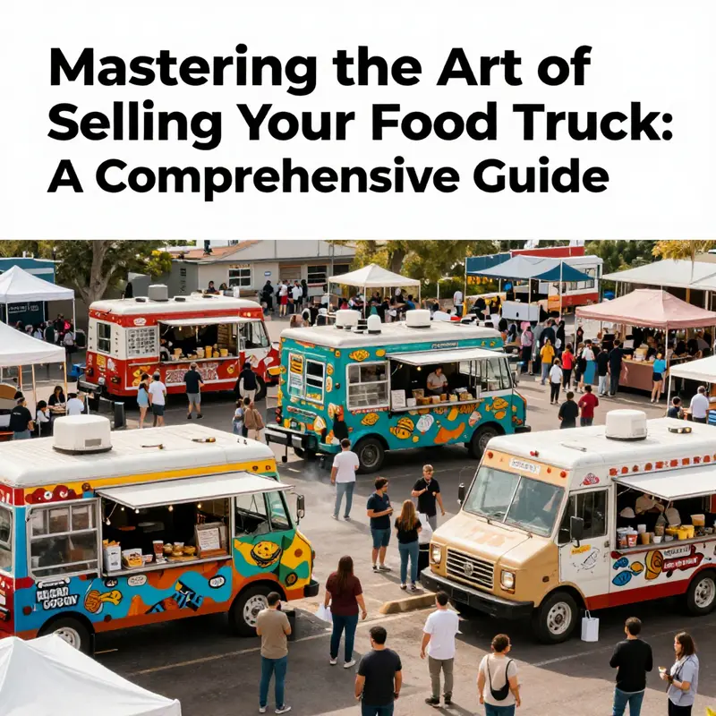 A lively food park filled with vibrant food trucks, showing people enjoying diverse cuisines in a bustling atmosphere.