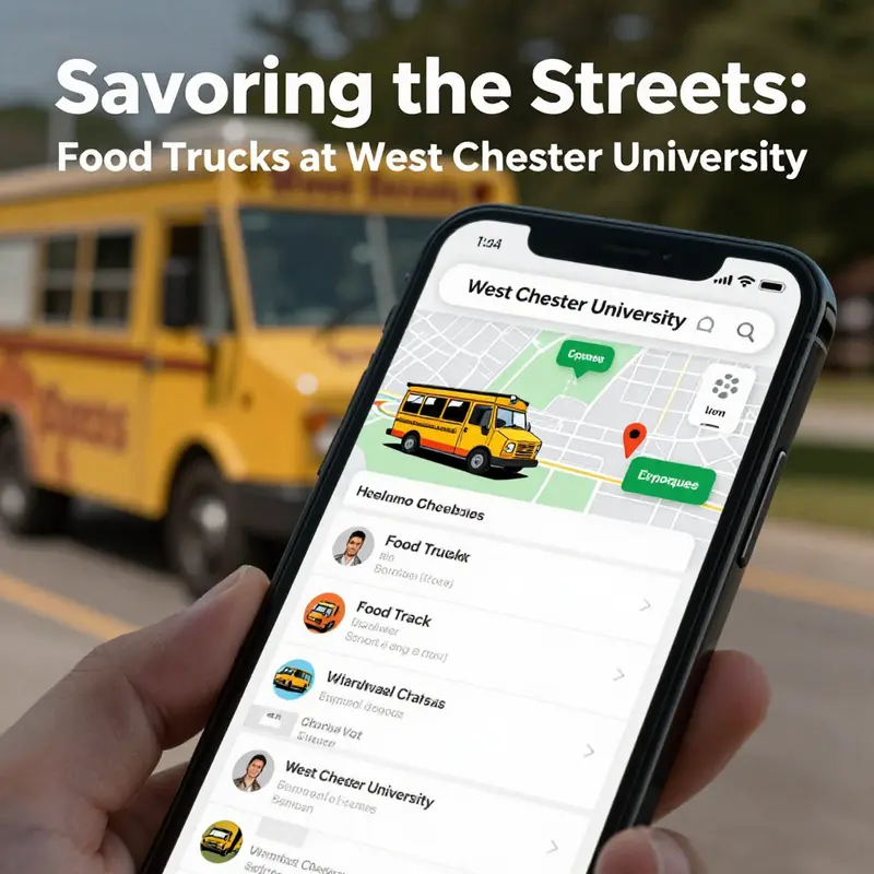 Food trucks serving students at West Chester University, highlighting the vibrant campus atmosphere.