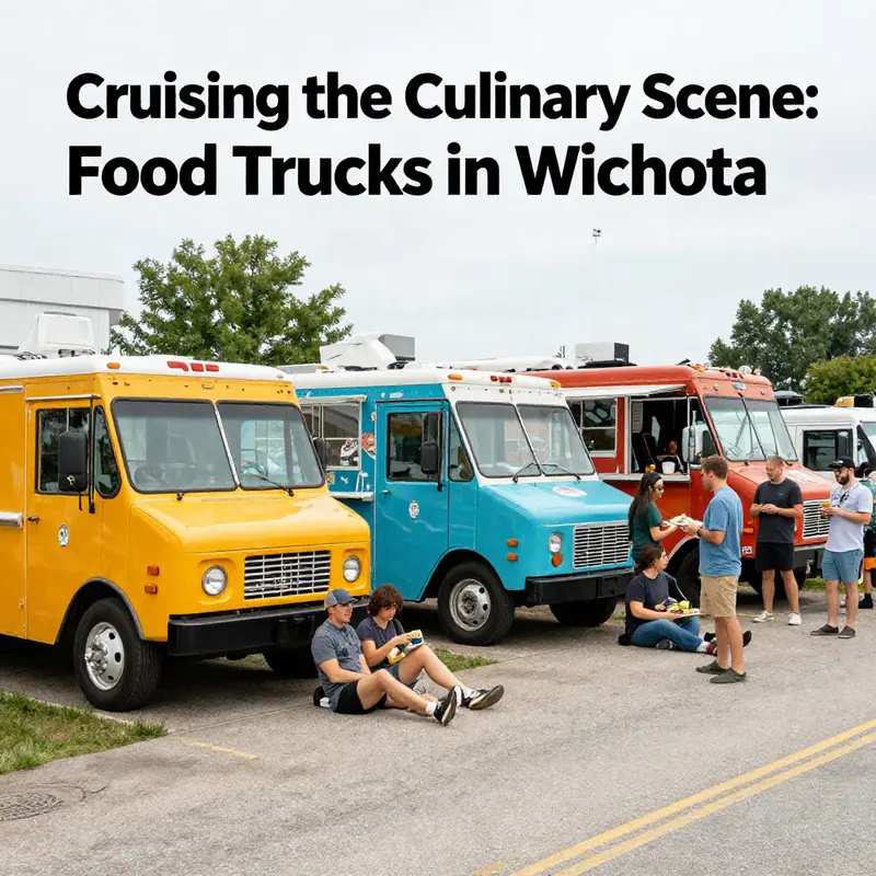 Vibrant food trucks at a local event, filled with people enjoying food and discussing cars.