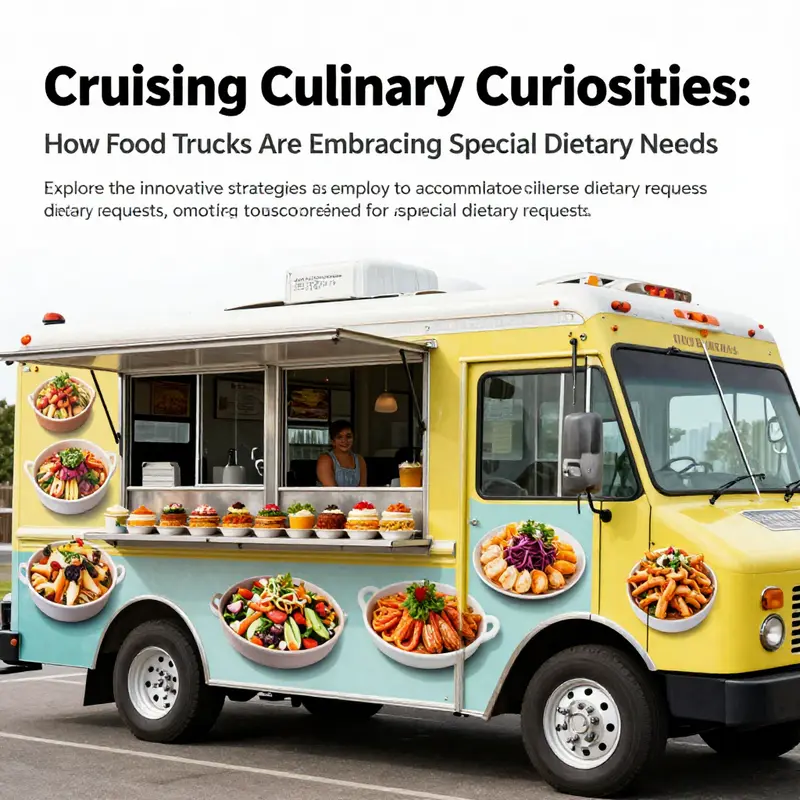 A colorful food truck displaying dishes for various dietary needs.
