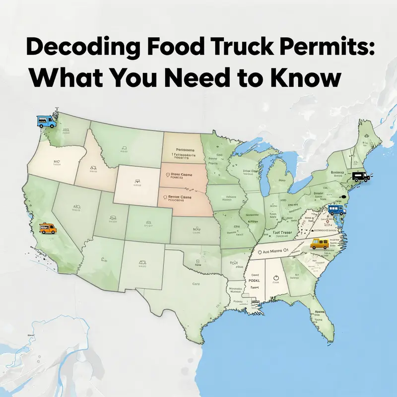 A diverse array of food trucks displaying permits, showcasing the start of the food truck business journey.