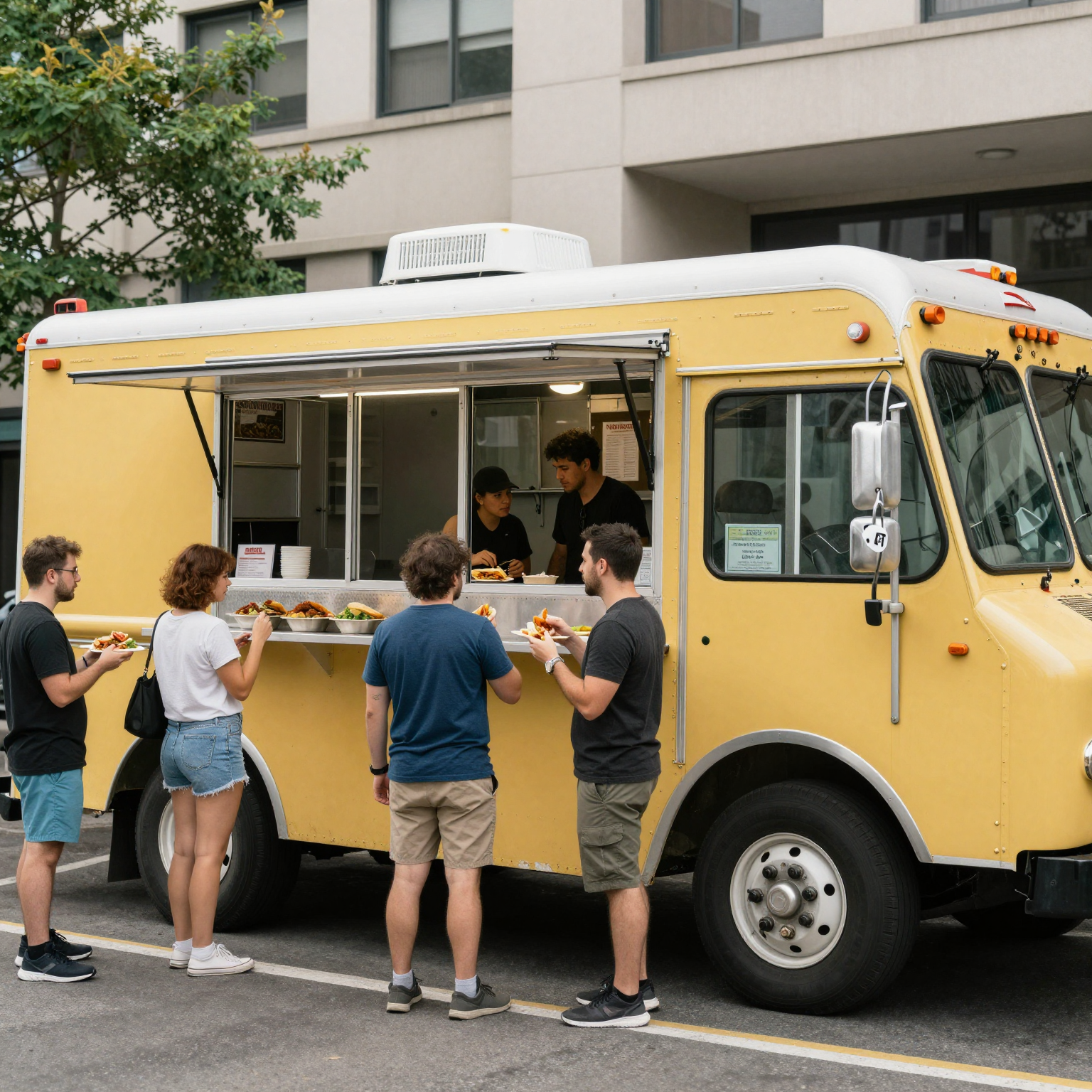 Food truck operating securely in a city