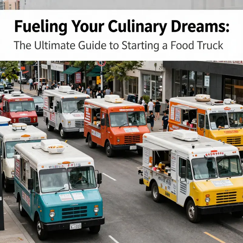 A combination of food trucks displaying their necessary licenses, emphasizing the legal aspect of operating a mobile food business.