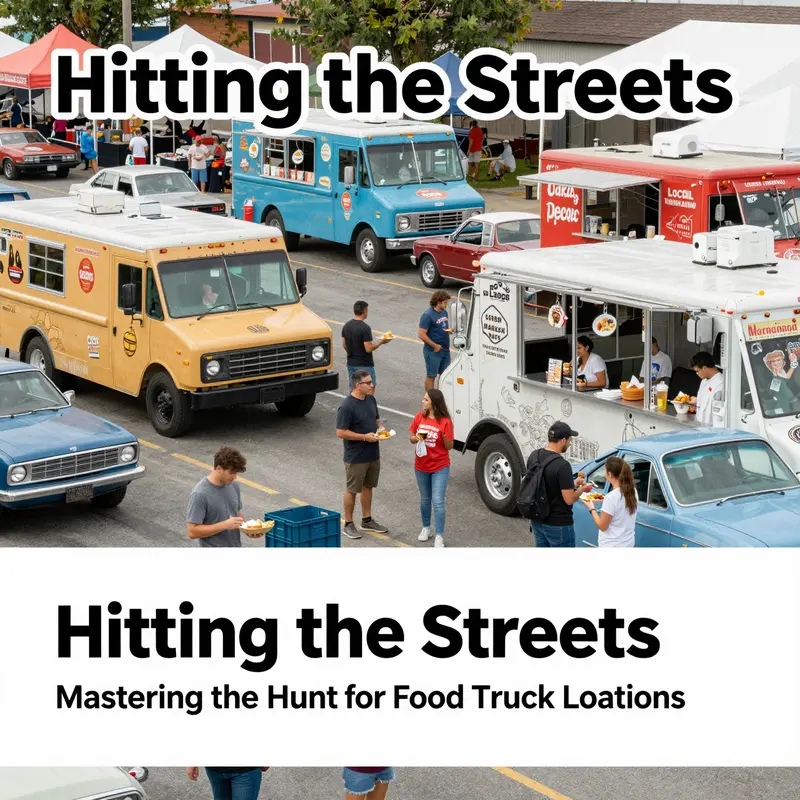Using real-time apps to pinpoint food truck locations in a lively city setting.