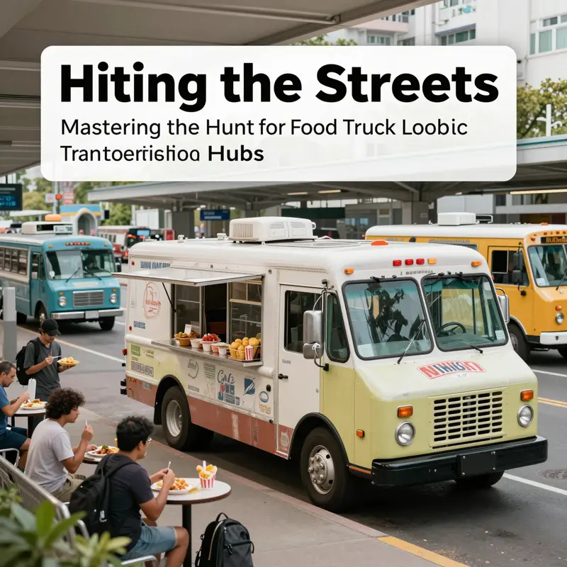 Using real-time apps to pinpoint food truck locations in a lively city setting.