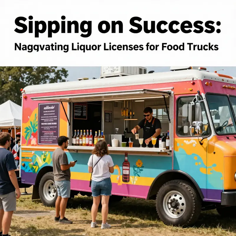 A lively food truck at a festival, highlighting the regulatory landscape for liquor licensing.