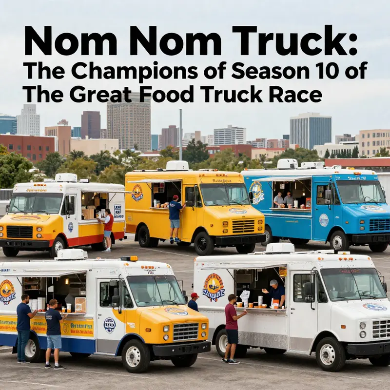 Misa Chien and Jennifer Green celebrate their victory with the Nom Nom Truck, embodying team spirit and culinary creativity.