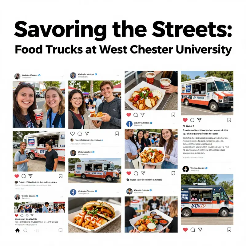 Food trucks serving students at West Chester University, highlighting the vibrant campus atmosphere.