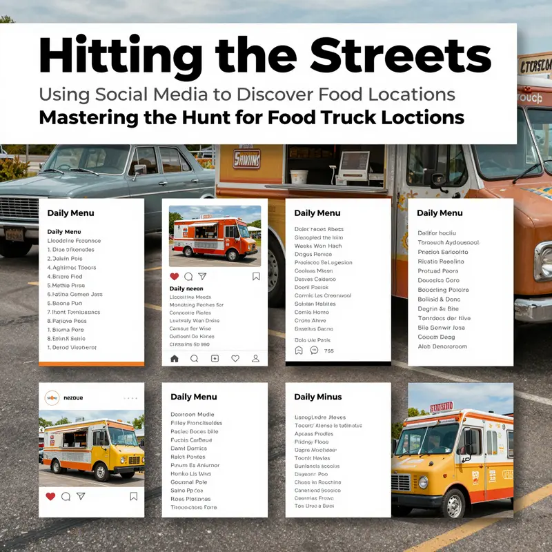 Using real-time apps to pinpoint food truck locations in a lively city setting.