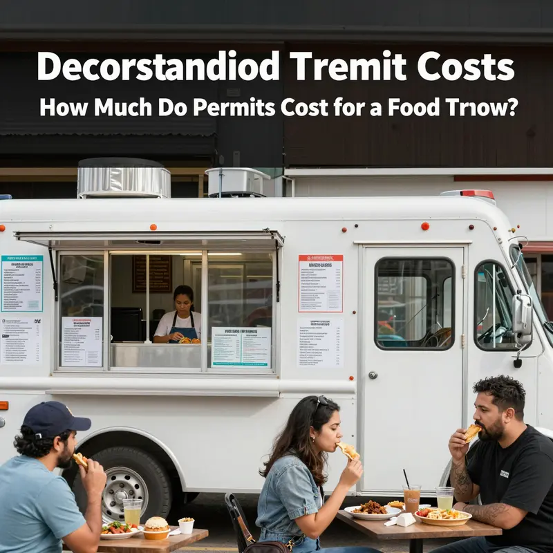 A diverse array of food trucks displaying permits, showcasing the start of the food truck business journey.