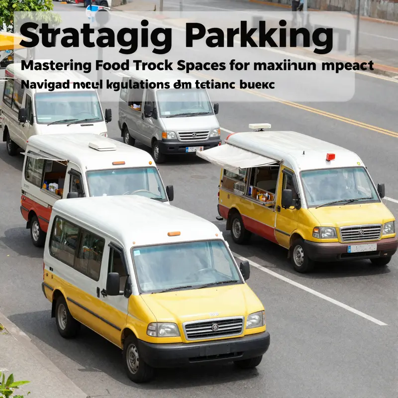 Multiple food trucks gathered in a busy street, attracting a crowd.