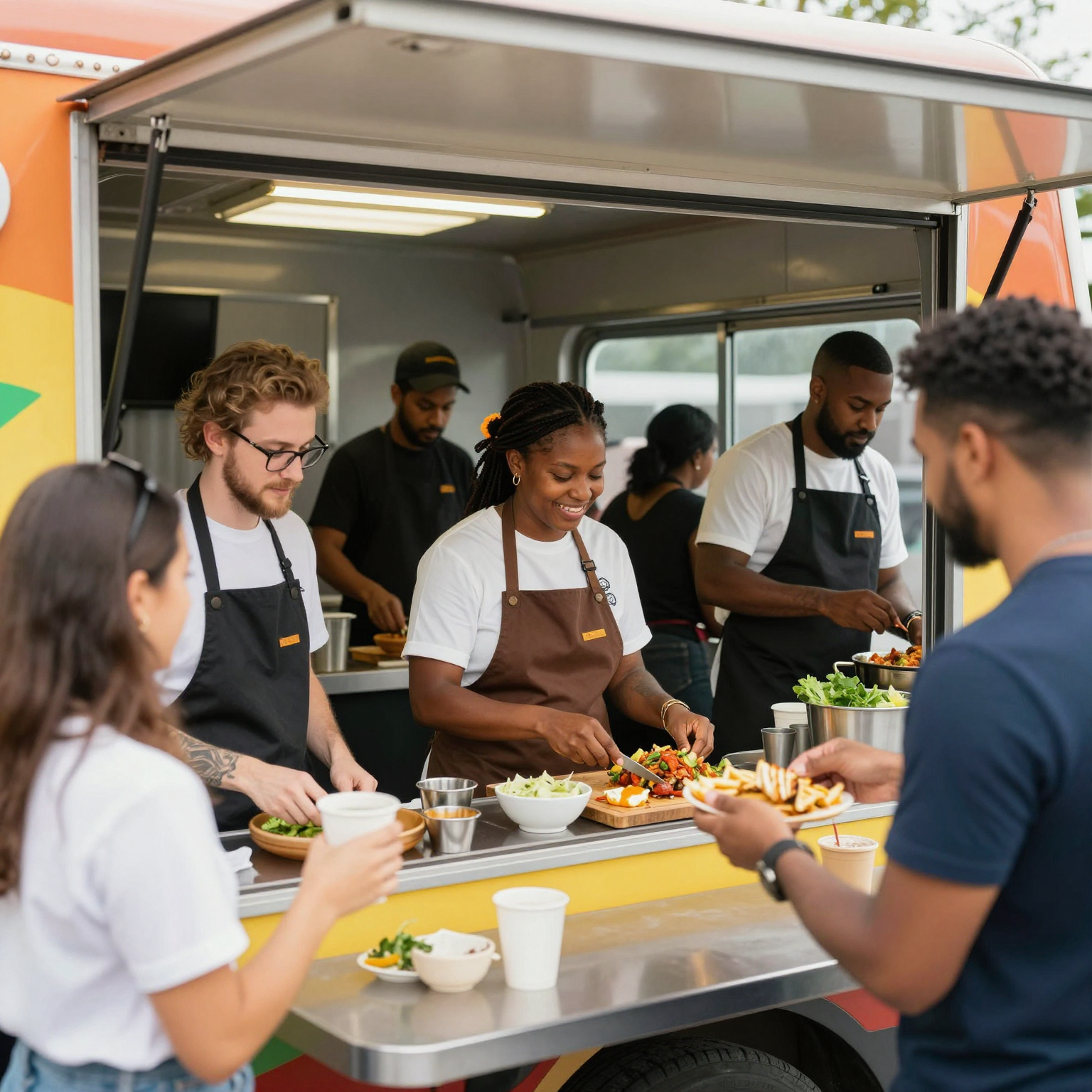 Diverse Food Truck Team