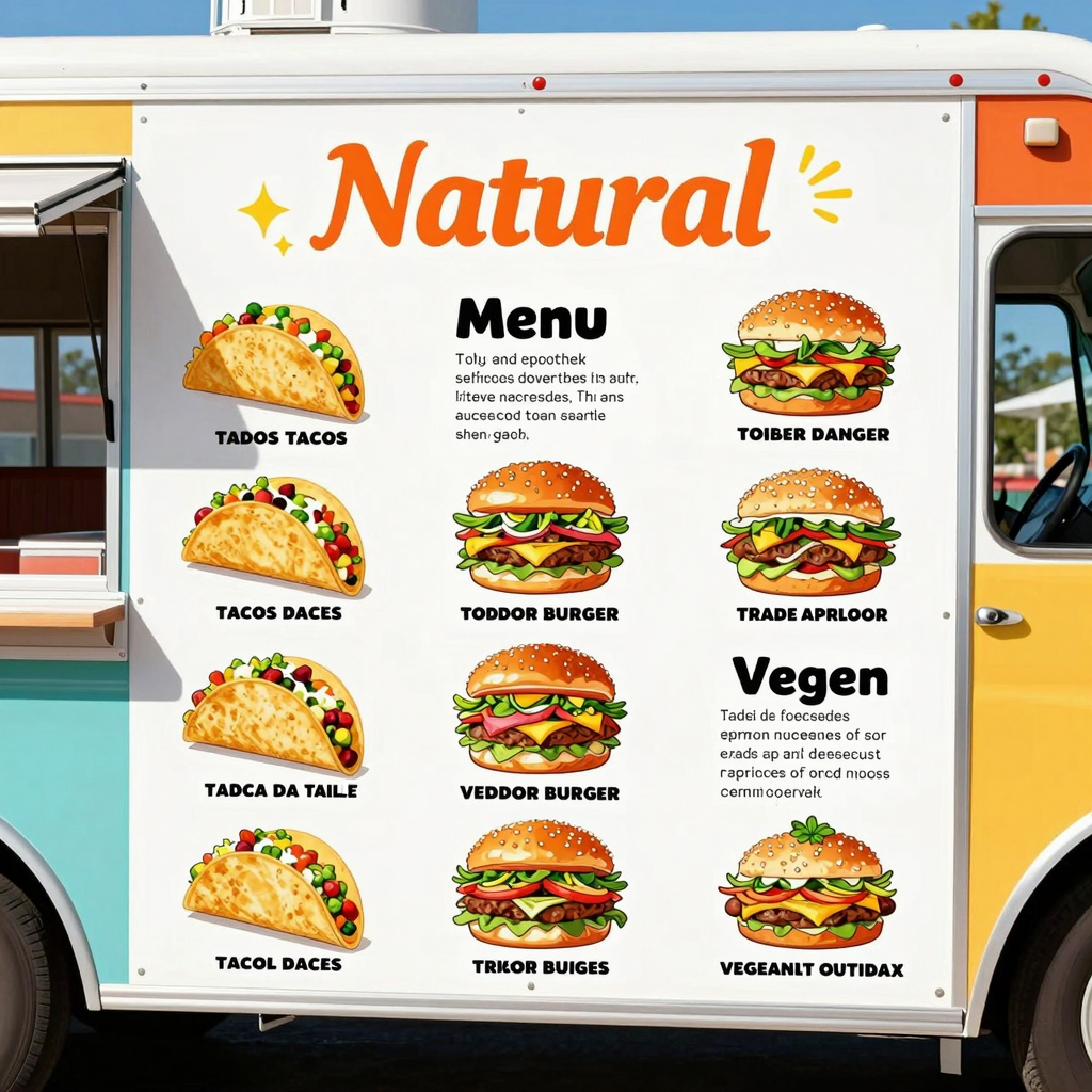 Vibrant food truck menu