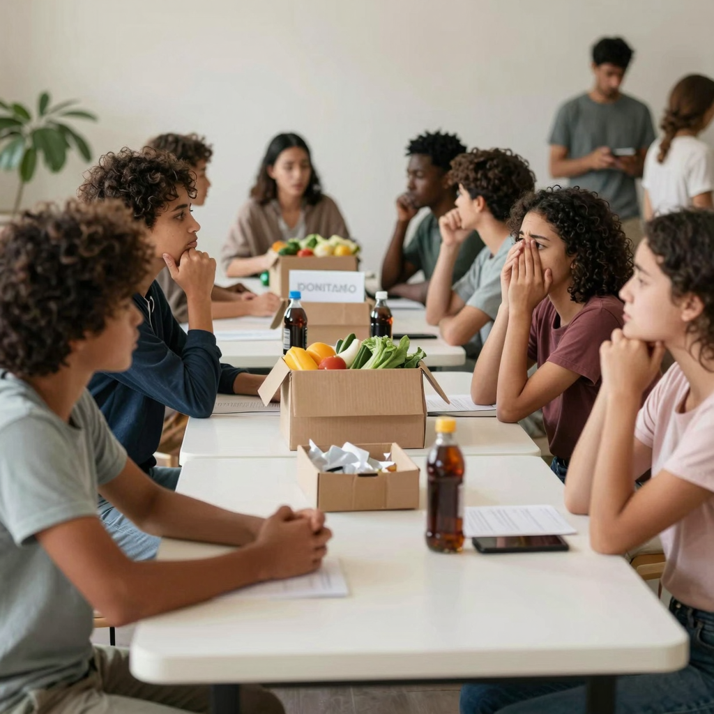 Community Waiting for Food Donations